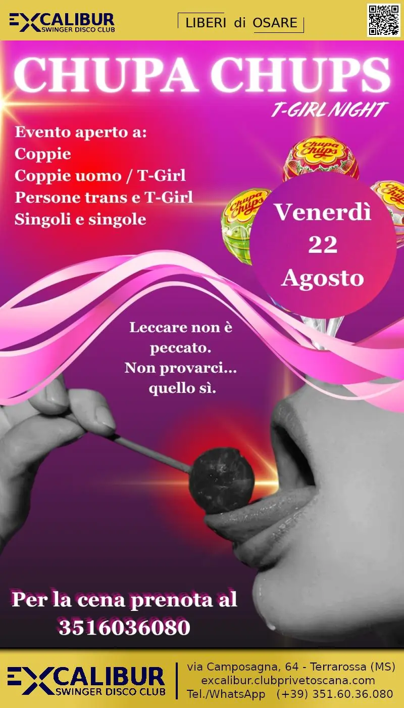 Swinger club prive evento T-Girl Chupa Chups Night